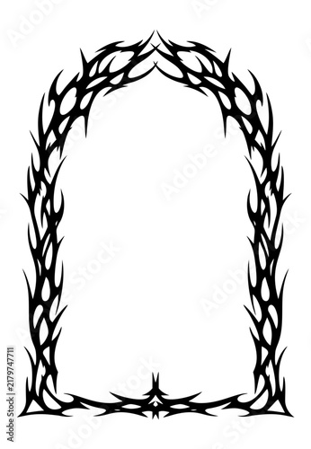 Fotografie Gothic Thorn Leaf Arch Frame with Dark Tribal Blackwork