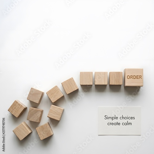 Wooden Blocks Arranged with Text Creating a Serene Atmosphere