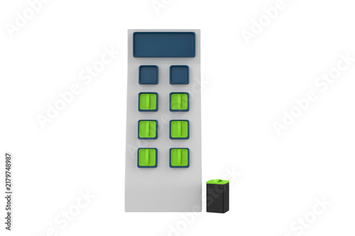 Outdoor public charging cabinet with battery exchange module for electric motorcycles, bicycles, and scooters, featuring solar energy storage and charging station technology. 3D illustration