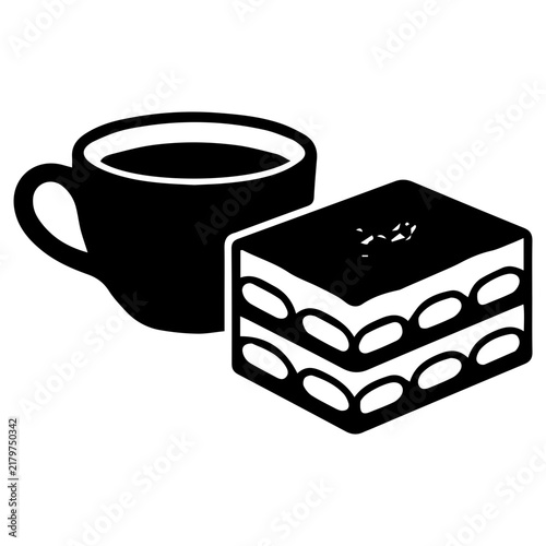 Coffee with Tiramisu Glyph Icon