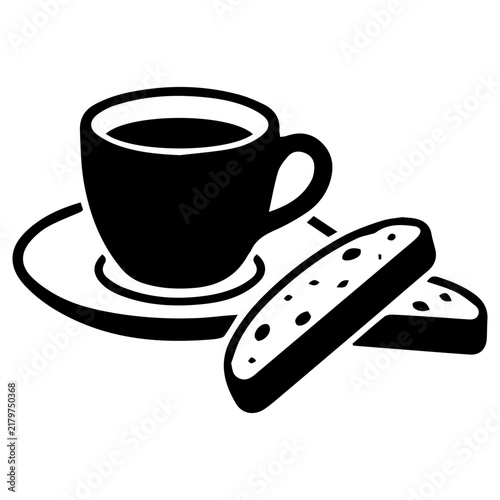 Espresso with Biscotti Glyph Icon