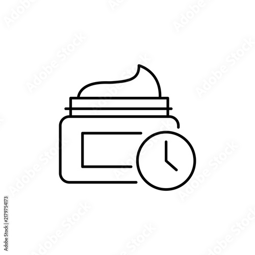 Jar of cream with clock icon vector