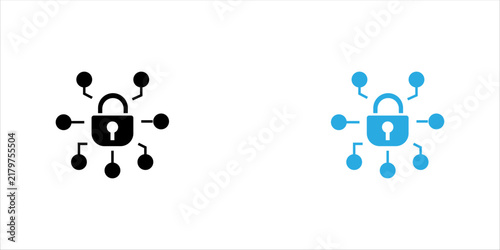 Outline padlock surrounded by connected network nodes, symbolizing cybersecurity, data protection, online privacy, digital security, and secure networks.