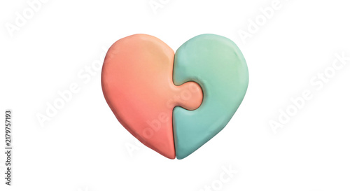 Soft 3D Puzzle Pieces Forming Heart Icon