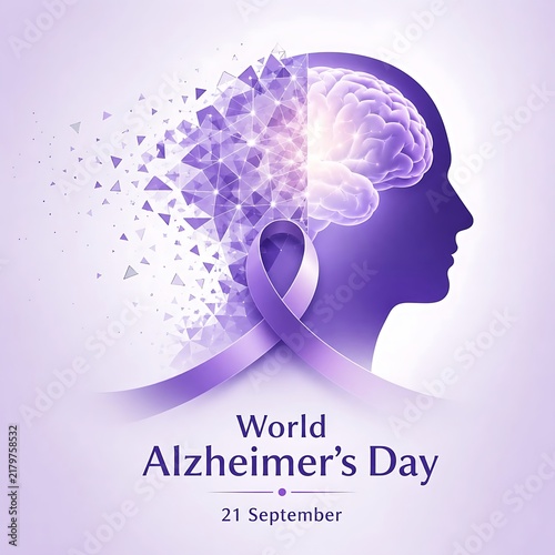 World alzheimer's day purple brain silhouette icon