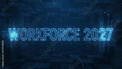 Electric Blue Digital Workforce 2027 Dot Matrix Text Animation