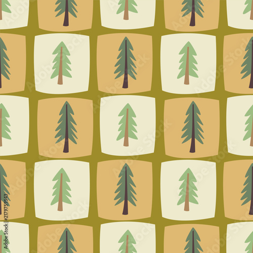 hristmas tree seamless pattern background with festive pine trees