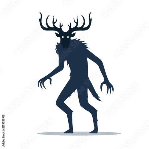 Wendigo, rendered in a minimalist 2D flat vector icon style against a pure white backdrop