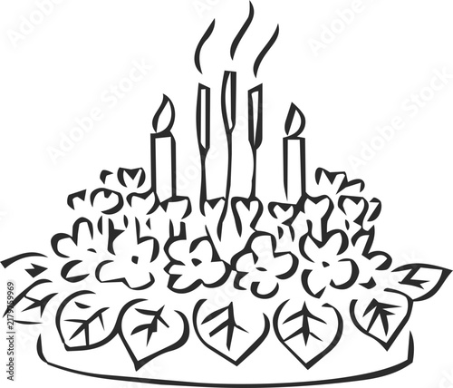 Leaf Shaped Krathong with Flower Decoration Doodle Icon