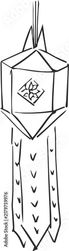 Hexagon Yi Peng Lantern with Long Tassel Doodle Icon
