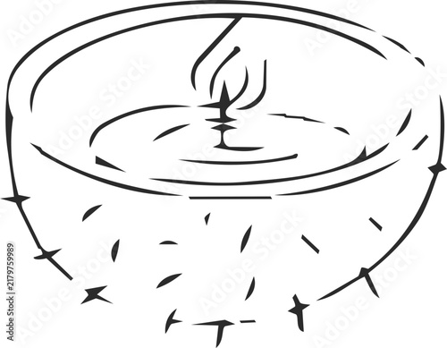 Coconut Shell Krathong Floating in Water Doodle Icon