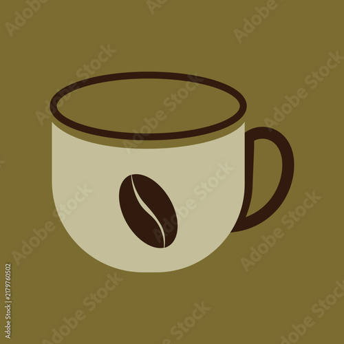 Minimalist coffee cup icon with coffee bean design on transparent background for branding