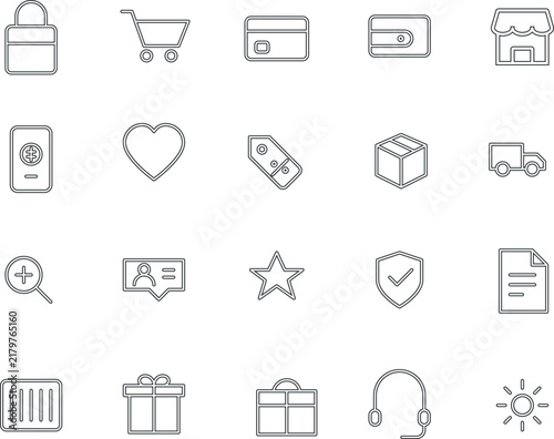 Shopping icons for e-commerce and online retail