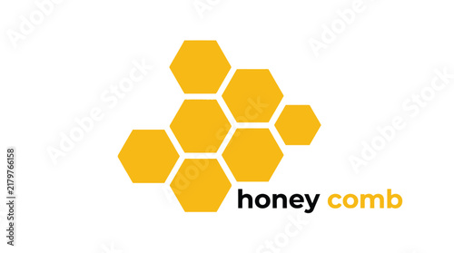 Vibrant golden honeycomb illustration featuring geometric hexagon shapes with clear minimalist branding for modern corporate identity