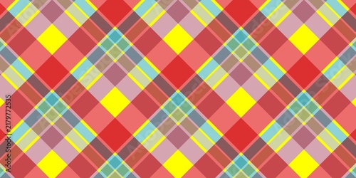 Fotografía Seamless colorful plaid pattern in red, yellow, pink, and cyan