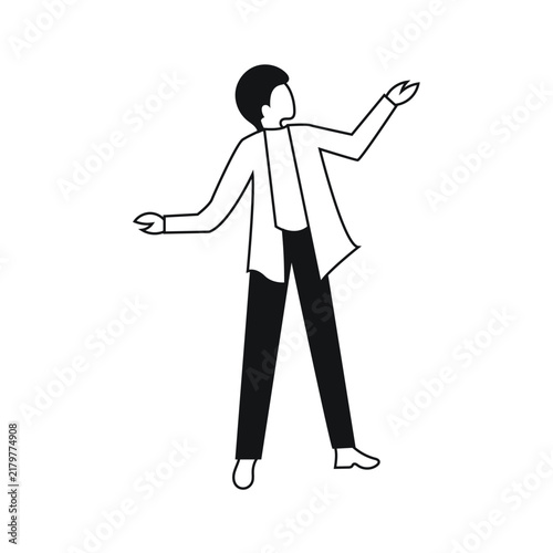 Minimal Flat Vector Illustration of a Standing Man Wearing a Red Long Sleeve Shirt and Black Pants, Isolated Character Design