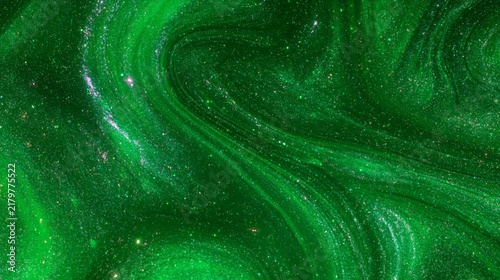 Plakat w ramie glittering green slime fluid abstract background