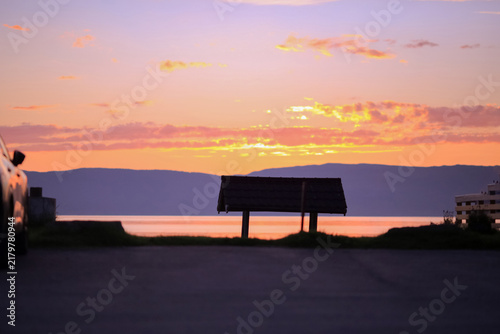 Canvas Print Sunset at Trondheim fjord