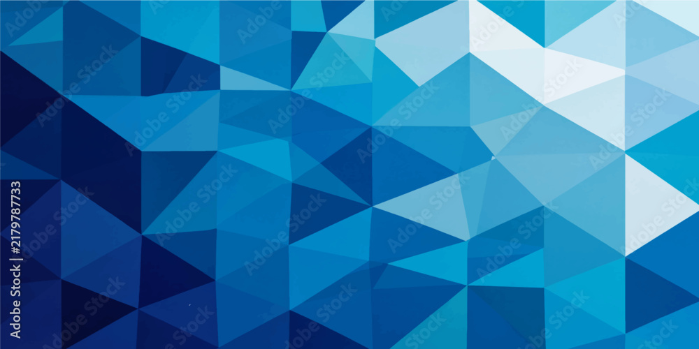 Fototapeta premium Low poly abstract geometric blue triangle mosaic background with modern gradient texture design for vector artwork