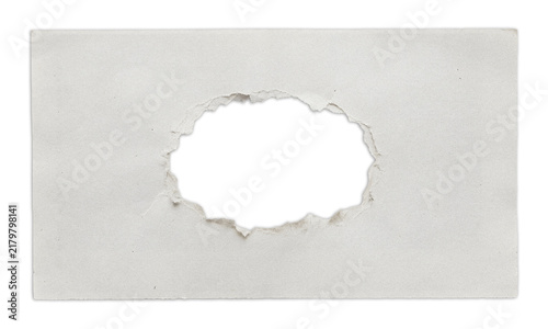 Cuadro en lienzo White paper sheet with a hole in the center isolated on transparent background