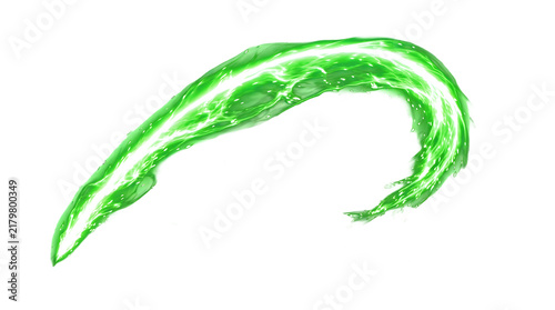 A glowing green energy wave for the concept of technology and science.