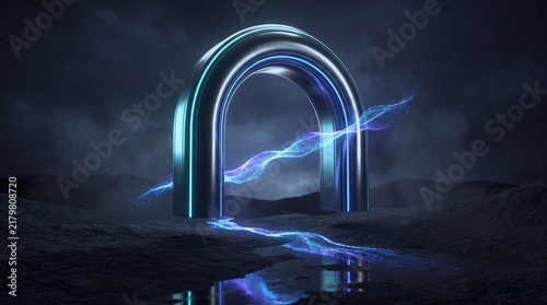 Glowing neural network with blue and purple connections