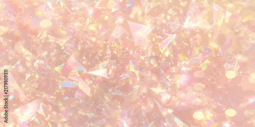 Abstract warm peach and orange holographic foil texture with sparkling metallic crystal facets holographic abstract background geometric sparkling shimmering reflections iridescent