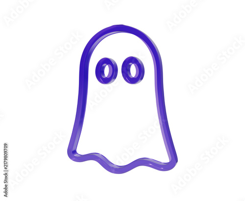 Konstfotografi A3d purple ghost with a smooth glossy texture, isolated on a solid black backgro