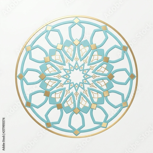 Minimalist Teal and Gold Geometric Mandala