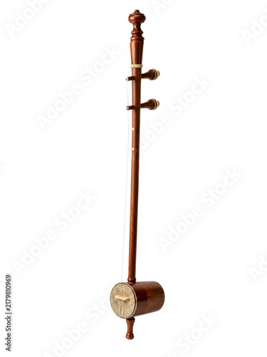 traditional thai sawduang fiddle on white studio background