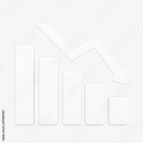 Foto White negative bar graph 3D rendered clipart graphic