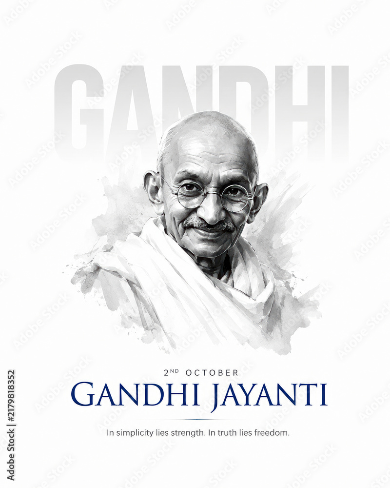 Fototapeta premium Mahatma Gandhi Jayanti creative social media post design for national holiday celebration.