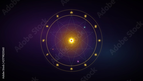 Cosmic Astrological Zodiac Map and Celestial Constellations
