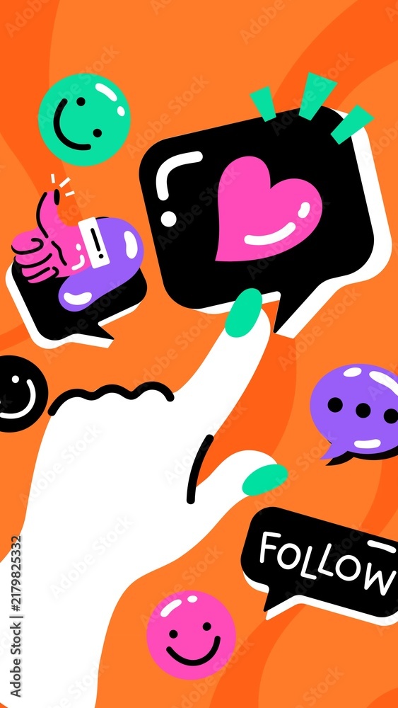 Fototapeta premium Social media illustration iPhone wallpaper, funky illustration