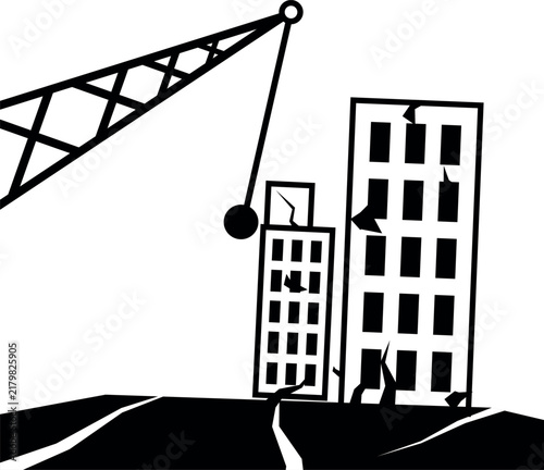 Demolition icon sign. Construction signs and symbols.