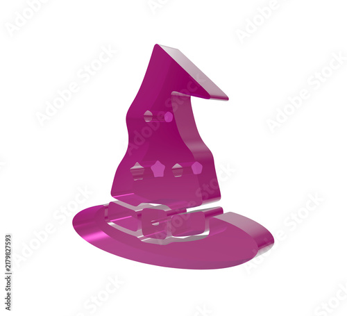 Фотография A3d rendered magenta witch hat with a belt buckle, isolated on a solid black bac