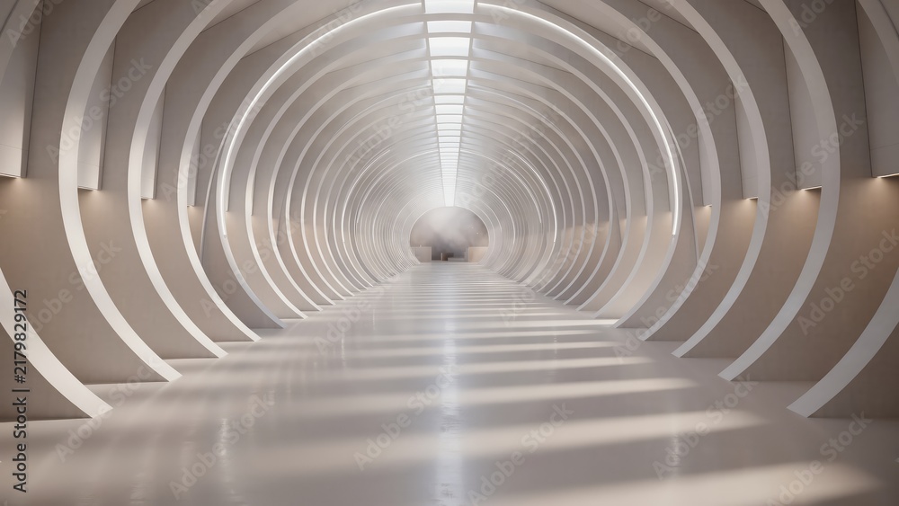 Fototapeta premium Futuristic Tunnel Interior with Circular Design and Soft Lighting