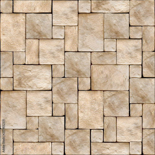 Beige Stone Masonry Wall Texture Background