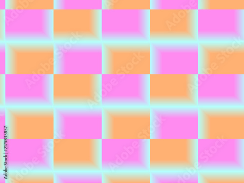 Abstract seamless pattern with 3d geometric cubes in vibrant orange and purple gradient colors, modern digital background design