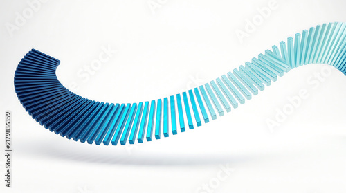 Sinuous wave of gradient blue blocks