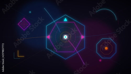 Konstfotografi Abstract Geometric Portal Composition in Neon Cyan and Magenta