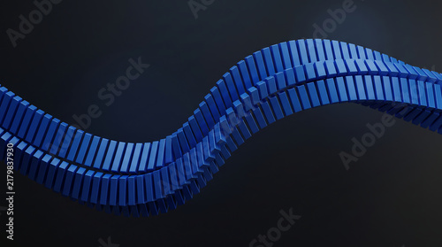 Abstract blue wave structure on dark