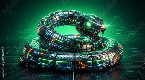Green digital padlock on glowing tech background