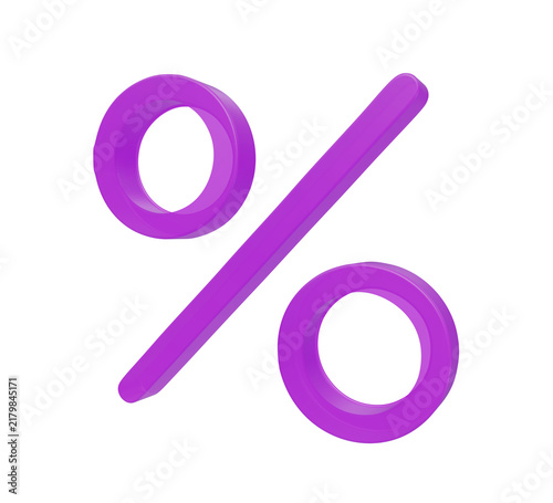 Фотография A3d rendered purple percentage sign with a glossy finish, isolated on a black ba