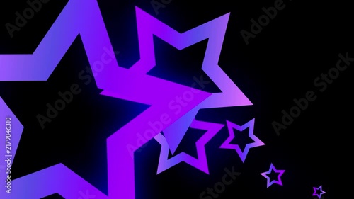 Abstract background featuring overlapping neon stars with glowing purple and pink gradients against a solid black backdrop.