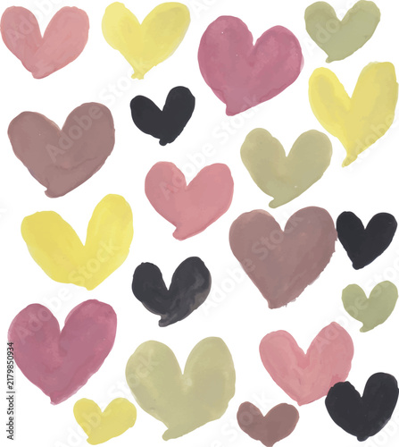Pastel Hand-Painted Hearts Elements Set