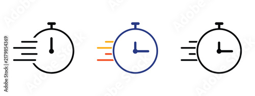 Fast Time Stopwatch Icon Set Speed Timer Clock Vector