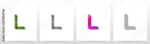 Low resolution pixelated squares style effect letter initial logo design L