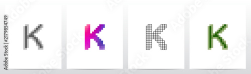 Low resolution pixelated squares style effect letter initial logo design K