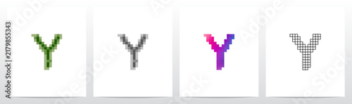 Low resolution pixelated squares style effect letter initial logo design Y